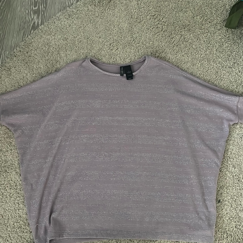 Violet and silver batwing/dolman sleeved sweater